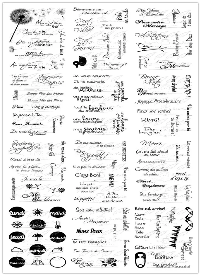 

Новинка 2023, Французский прозрачный штамп для скрапбукинга, Прозрачная силиконовая резина, сделай сам, декор для фотоальбома 302