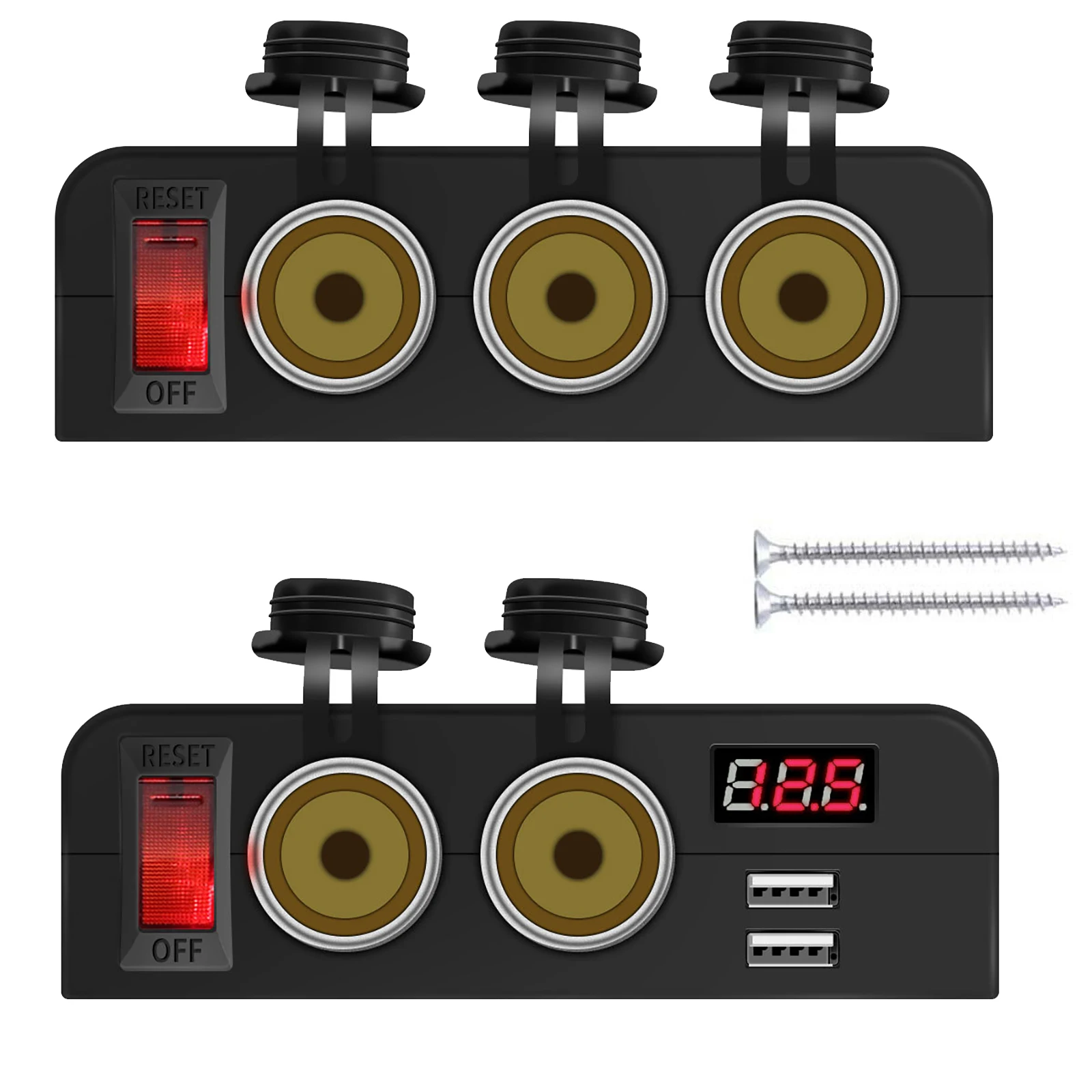 

3 in 1 DC Car Charger Power Socket Splitter Power Adapter Dual USB Ports DC 5V 3.1A Digital Voltmeter Vehicle Yacht DC 12-24V