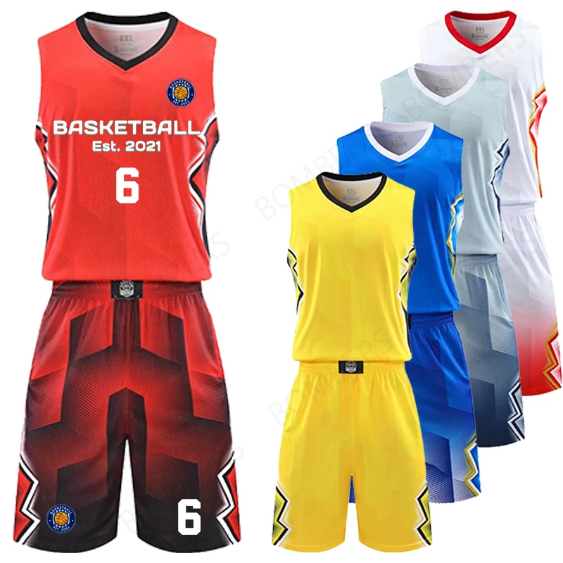 

Set Basketball Breathable Youth Uniforms New Season Adult Kid Sports Jersey shorts shooting sleeveless clothing