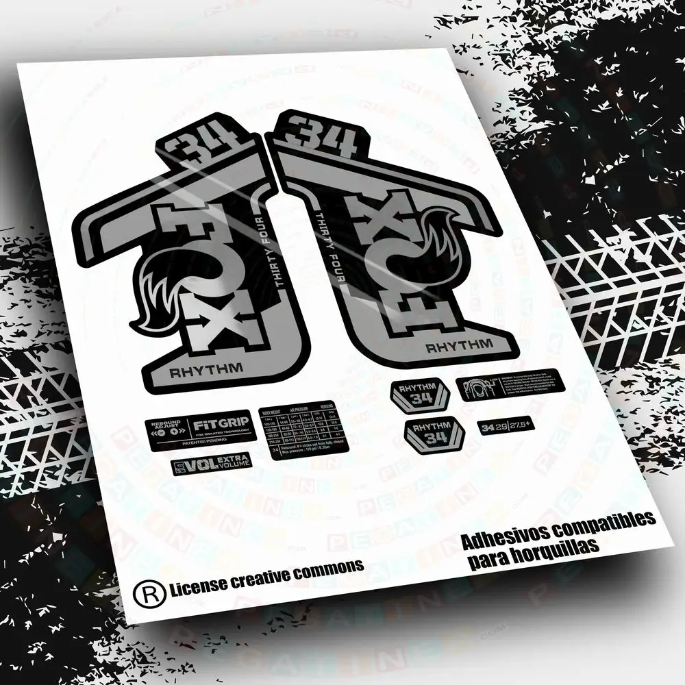Adesivi Hairpin Fox 34 Rhythm 2021-22 Wp457 Accessori Per Ciclismo Bicolore Mountain Vinilos Mtb Btt