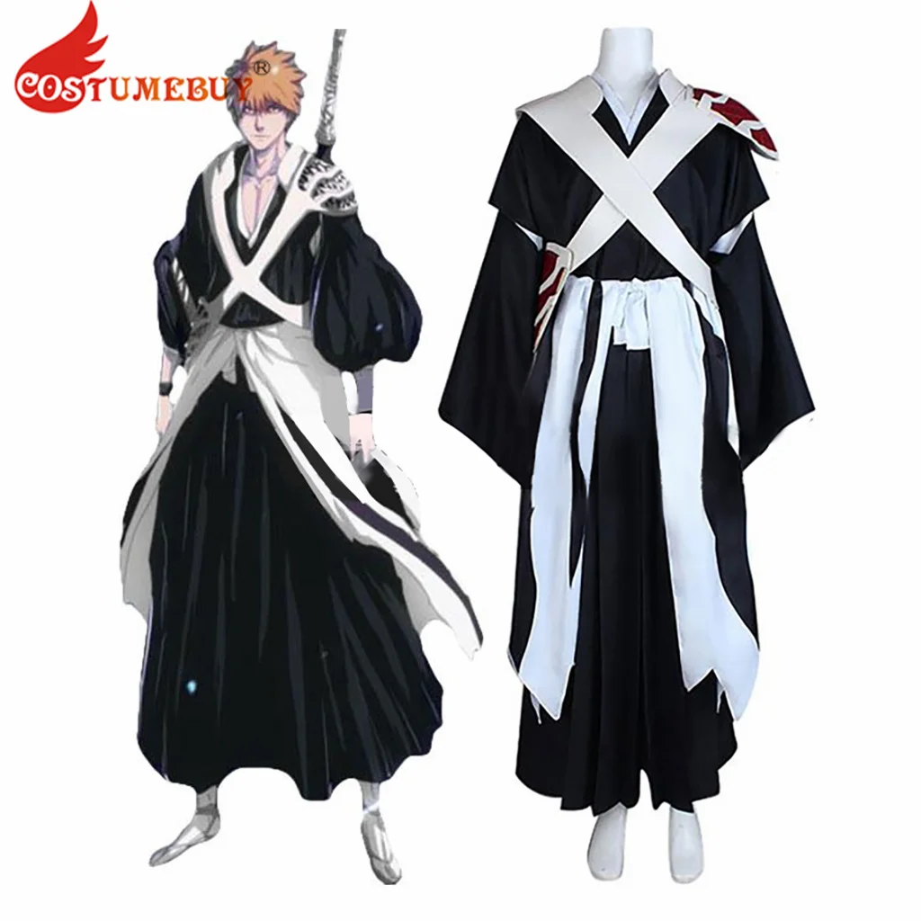 

Anime Bleach Kurosaki Ichigo Cosplay Costume Outfit Halloween Christmas Uniform Suit Black Kimono Costume Full Set