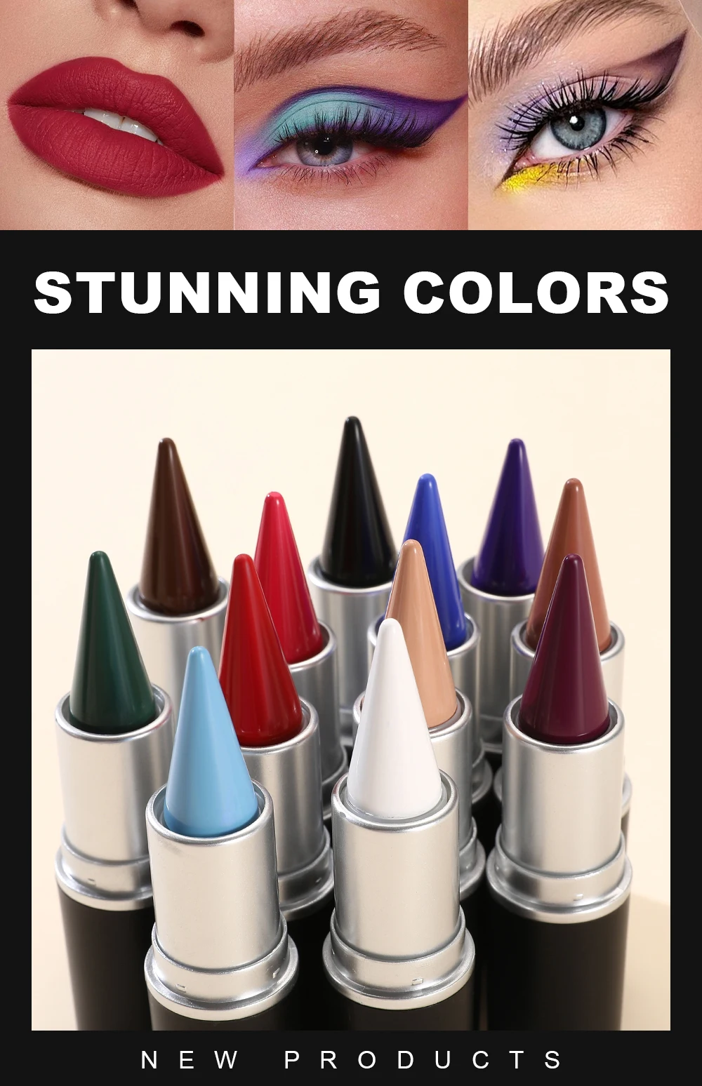 Description Picture 4 of item12color Matte Eyeliner Pencil & Solid Gel | Smudge-Proof, Long-Lasting Formula | Easy to Apply for Precise,lipstick