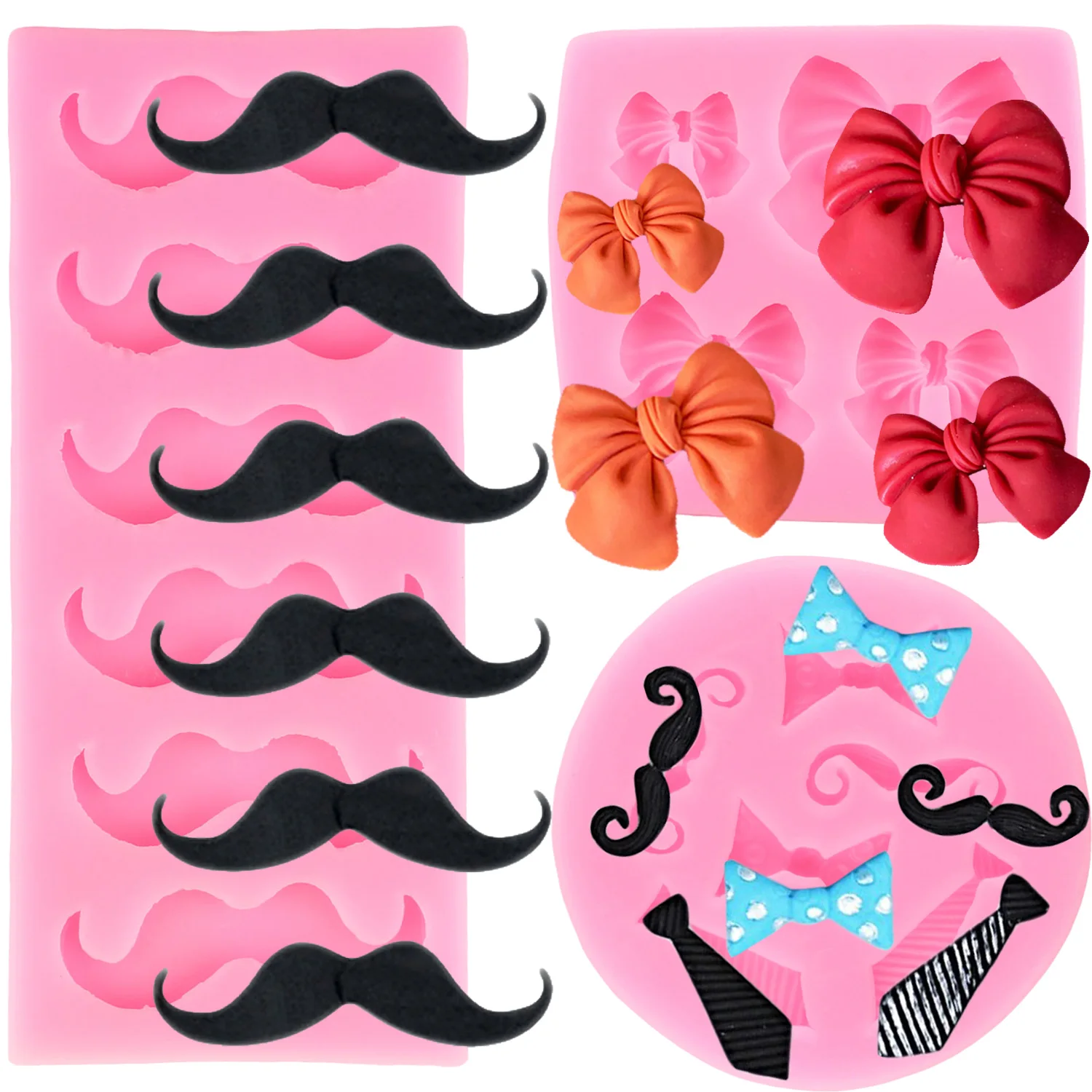 Mustache Silicone Mold Bow Tie Wedding Fondant Cake Decorating Tools DIY  Baking Chocolate Gumpaste Mould Candy Resin Clay Moulds - AliExpress, image size:1500x1500