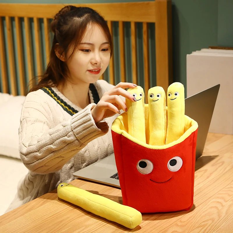 Emotional Support Smile French Fries Plush Stuffed Toy Plush Sofa Pillow Car Accessories Children's Pretend Play Accessories