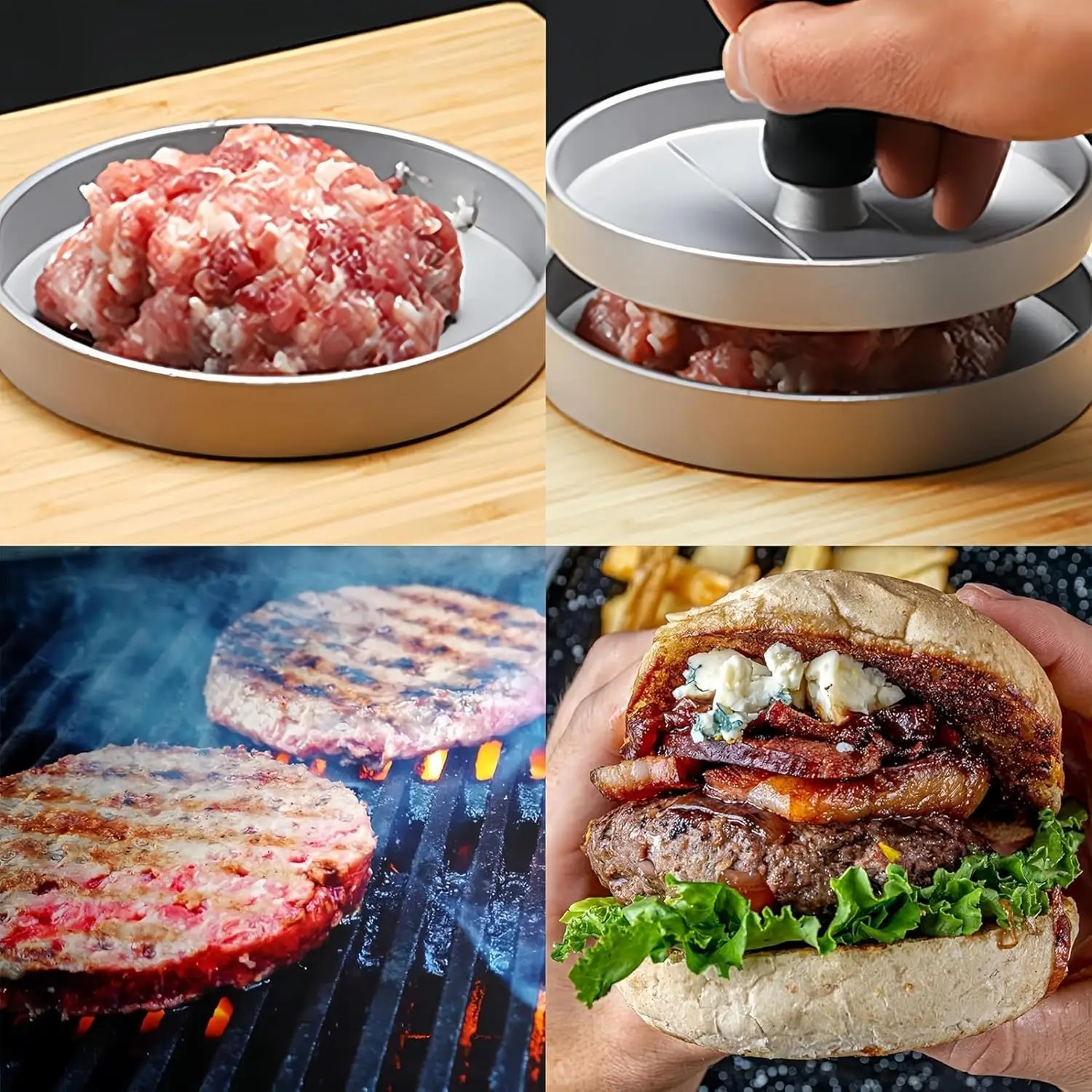 1pc Burger Press Non-Stick Hamburger Patty Maker Maker for Kitchen BBQ Grill Cooking Tool 4