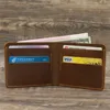 Minimalism Genuine Leather Crazy Horse Hand-made Men's Purse Vintage Card Holder Wallet Dollar Purses Money Clip 3