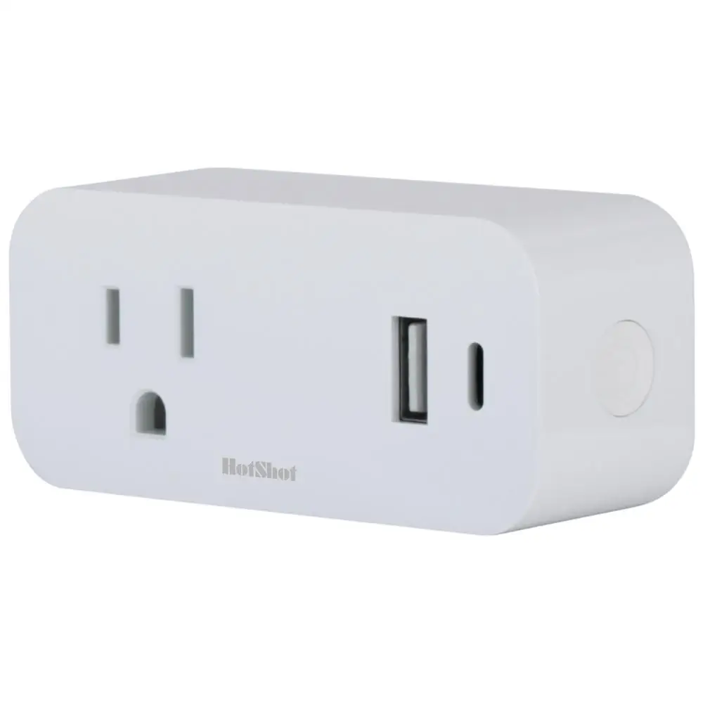 Enchufes WiFi con USB, MXPMU, USB/USB C, 1Salida AC, 110-130V, 60Hz, 15A Max, 5VDC, 2.1A, App Móvil, Policarbonato, Blanco.