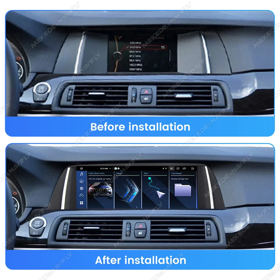 MEKEDE Auto-Videoplayer für BMW 5er Serie F10, F11, F07, F18 (2010–2017), intelligentes Android-Navigationssystem, Touchscreen-CarPlay-GPS-Headunit.