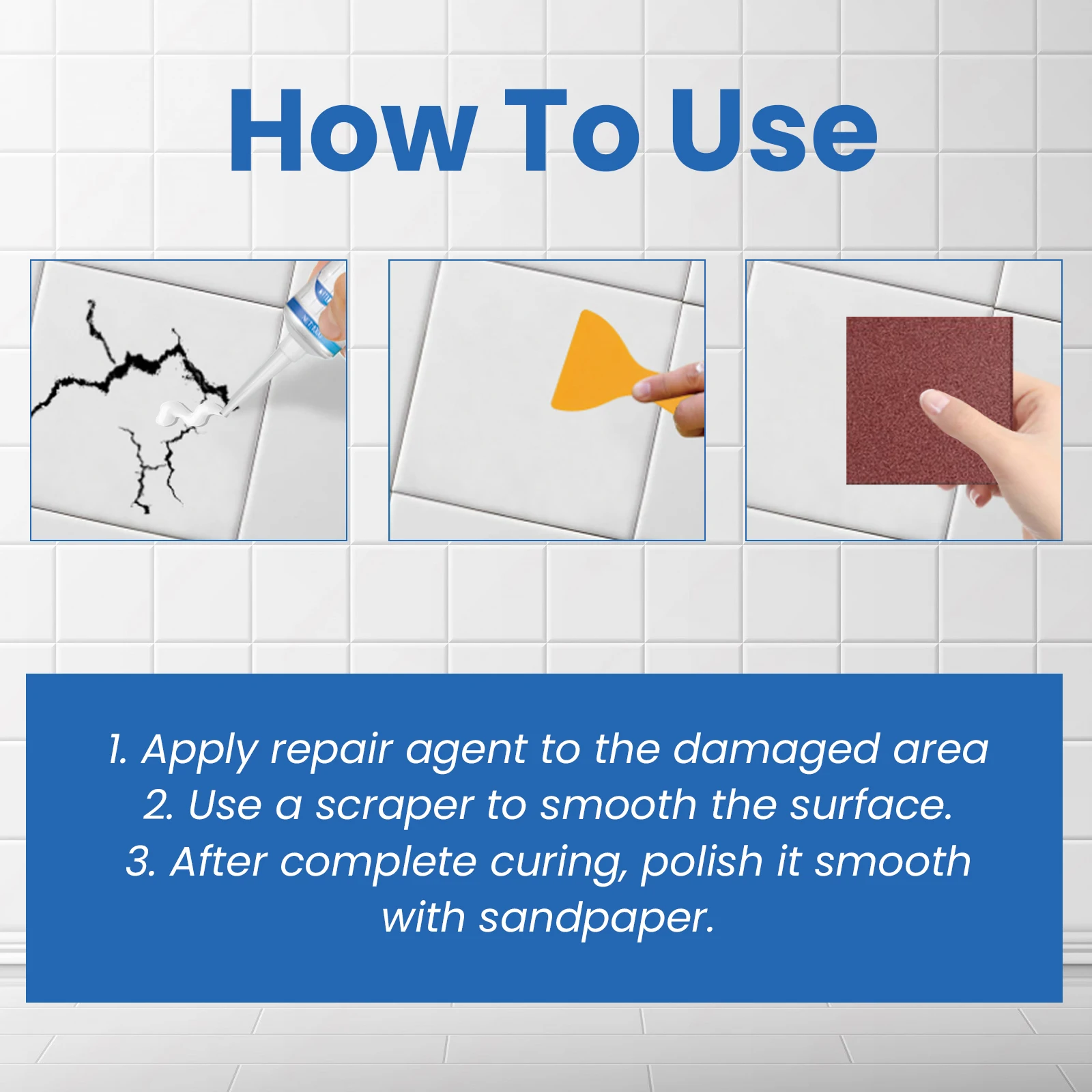 Jaysuing Ceramic Tile Repair Adhesive for Bathtub Furnitute Strong Sealing Quick Drying Dustproof Waterproof Ceramic Repair Glue