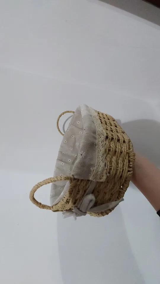 Woven Storage Baskets Kitchen Organizer Handwoven with Handles Cosmetic Box for Breakfast Fruit Bedroom Bathroom Home Decorative photo review
