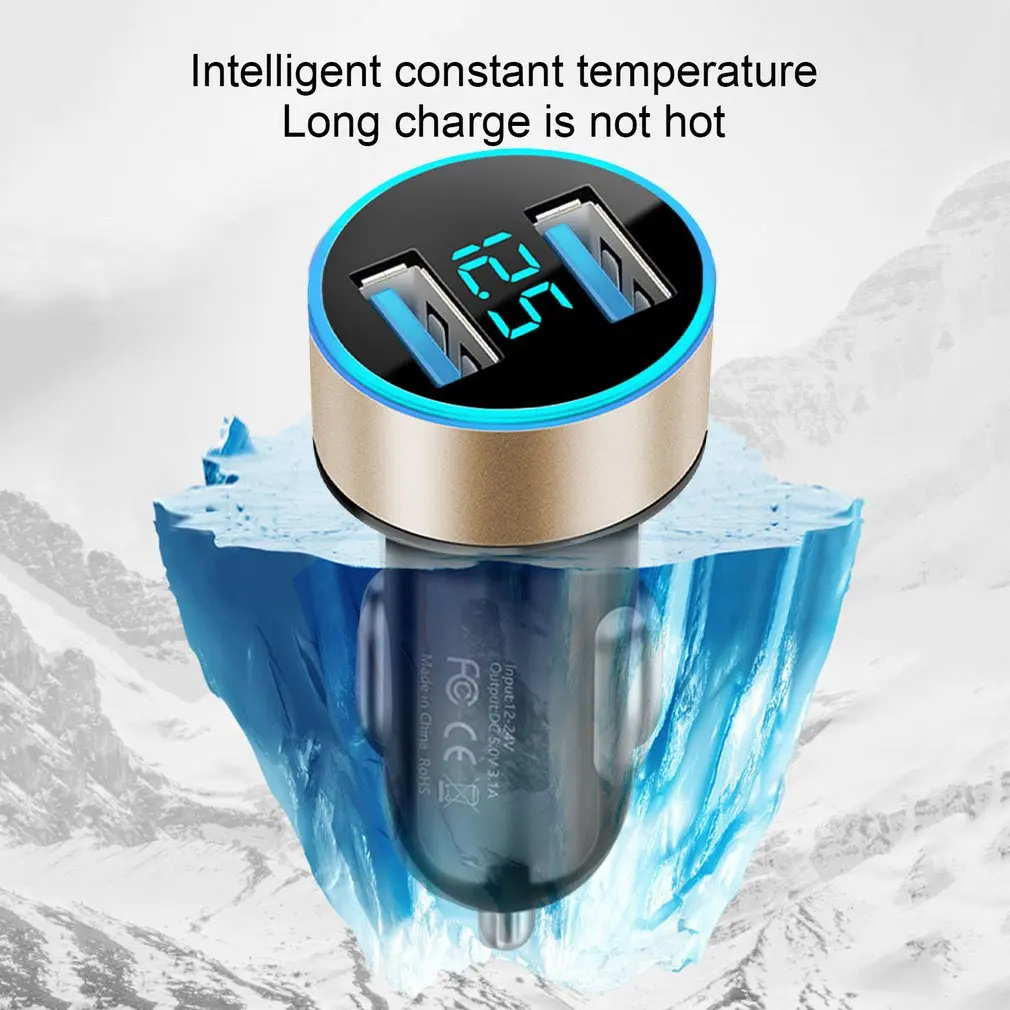 Auto Accessories Dual USB Digital Display Car Charger Portable Car Cigarette Lighter With LED Display Charger phone charger car charger phone charger adapter car phone charger