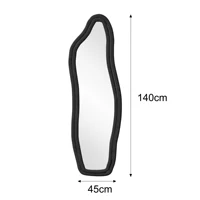 Comanlai 140x45 см полноразмерное зеркало-облако, напольное зеркало с нерегулярной волной, бархатная рамка, с подставкой, настенное зеркало для спальни — изображение 2