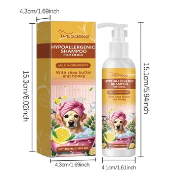 Yegbong 100ml Pet Shampoo Dog Shampoo Hypoallergenic Bath Wash Hair Soften Itchy Skin Relief Nourish Fur Cleansing Dog Shampoo 6