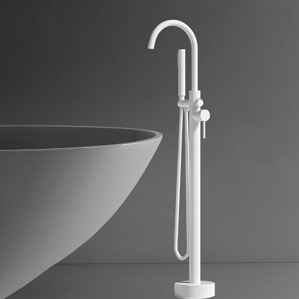 Tianview Floor standing bathtub hot and cold water faucet column basin independent side vertical shower head brass faucet