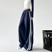 Harajuku Splice Drawstring Sports Casual Pants Women's Lace Patchwork Loose Wide Leg Long Trousers Fall Style Straight Match 5