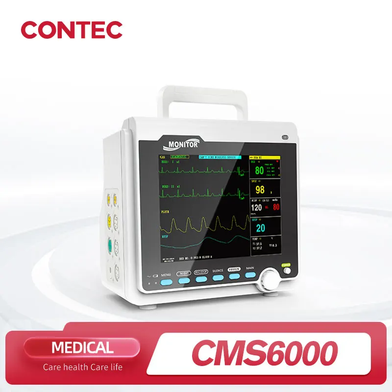 CONTEC Portable Patient Monitor Human/Veterinary  8" Vital Sign Monitor ECG NIBP RESP SPO2 PR TEMP (Printer&Etco2 Option)