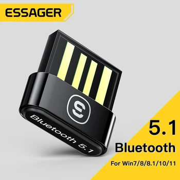 Essager USB Bluetooth 5,1 адаптер приемник BT5.0 ключ для ПК Беспроводная мышь Bluetooth наушники гарнитура динамик ноутбук компьютер