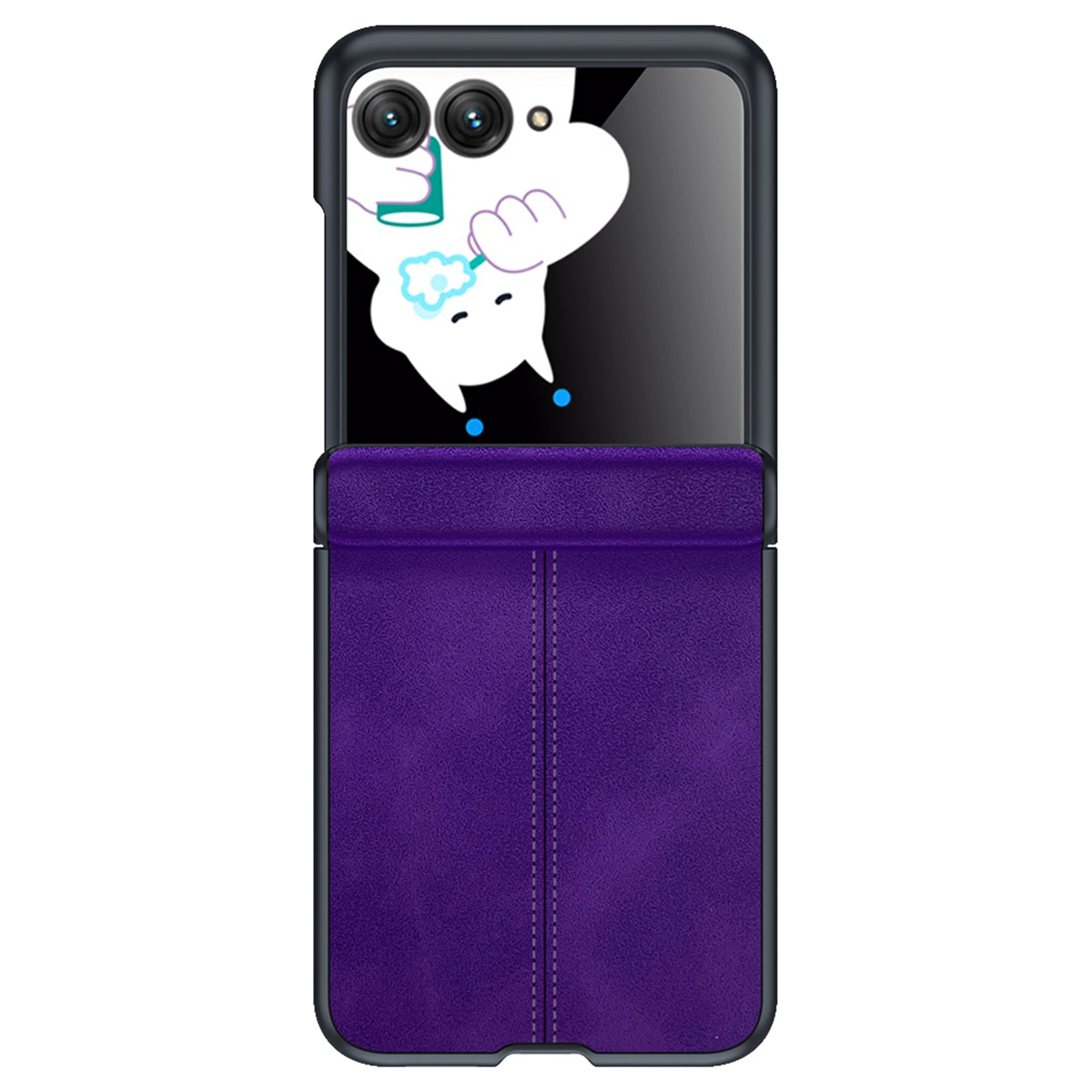 Sleek Black PU Leather Matte Shockproof Phone Case with Screen Protector