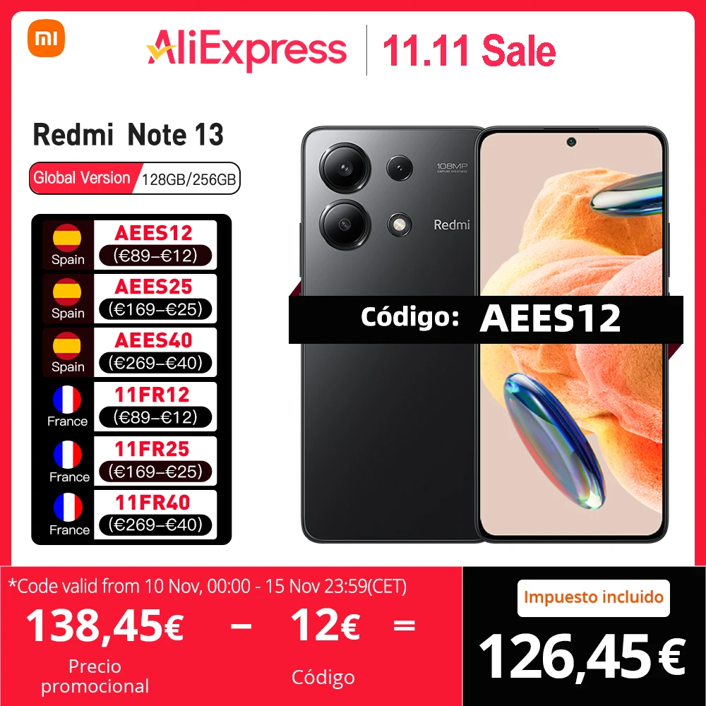 Xiaomi Redmi Note 13 Niebieski 8/256GB z EU za $125.13 / ~528zł