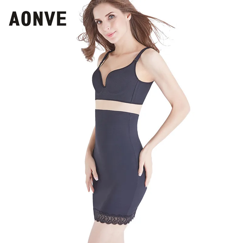Women Sexy Lace Underess High Waist Underskirt Half Slips Body Shaper Tummy Skirt Butt Lifter Petticoat Underwear Black Nude