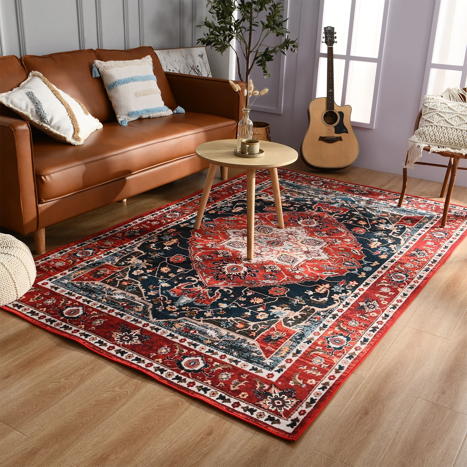 Retro Ethnic Carpets Turkish Persian Rug for Living Room Bedside Bedroom Vintage Floor Mat Entrance Doormat Carpet Large Rug silk wool rug,plush rug,floor mat,imitated cashmere carpet,plush carpet,decorative carpet,crystal pile rug,coral velvet rug