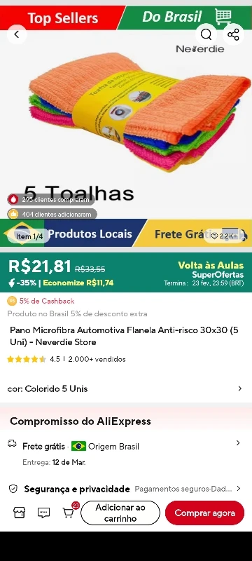 Pano Microfibra Automotiva Flanela Anti-risco 30x30 (5 Uni) - Neverdie Store photo review