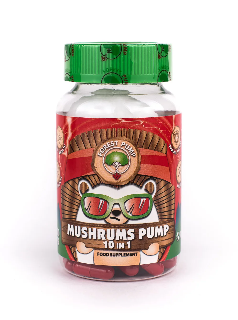 Mushrums Pump 10 in 1  500 mg/ Forest Pump/ Препарат для выносливости, энергии и иммунной системы/ 90 капсул