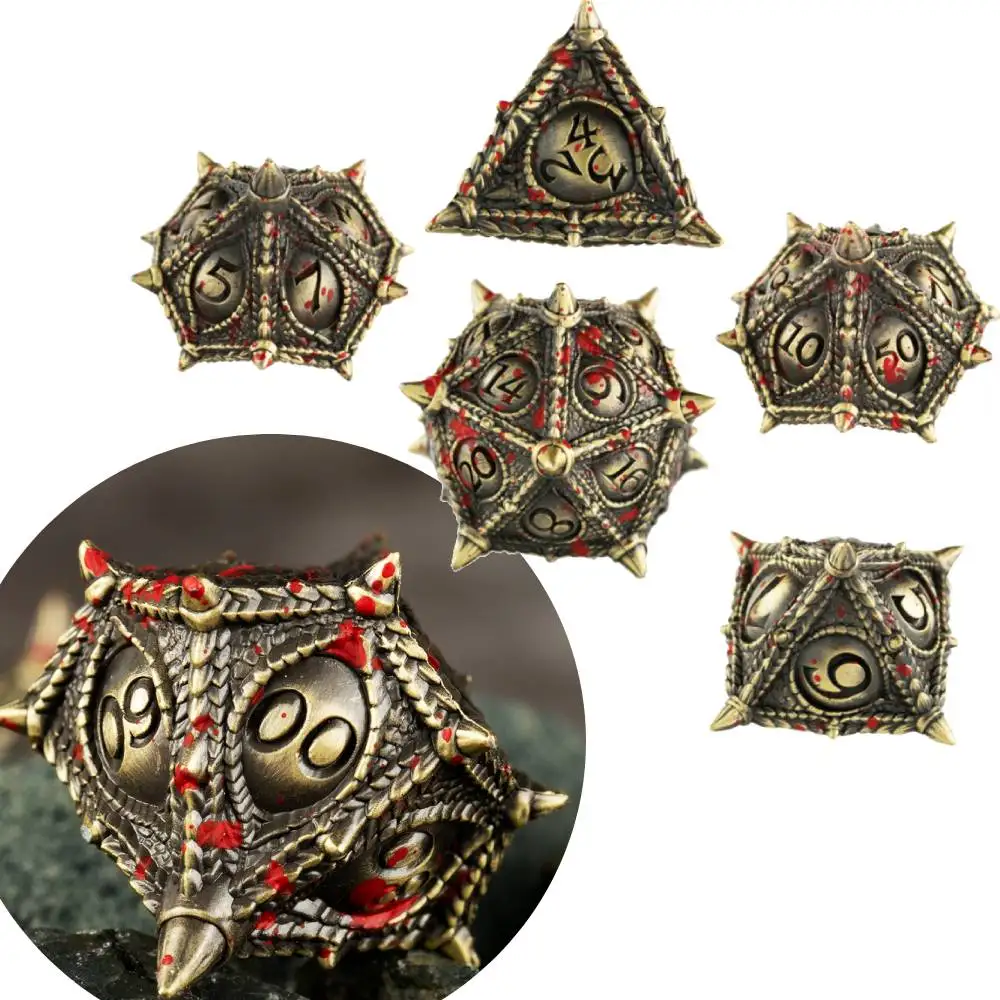 Dragon Dice Metal DND Dice Set 7pcs Polyhedral Metal Set for DND Games RPG Kit for Dungeons and Dragons TTRPG