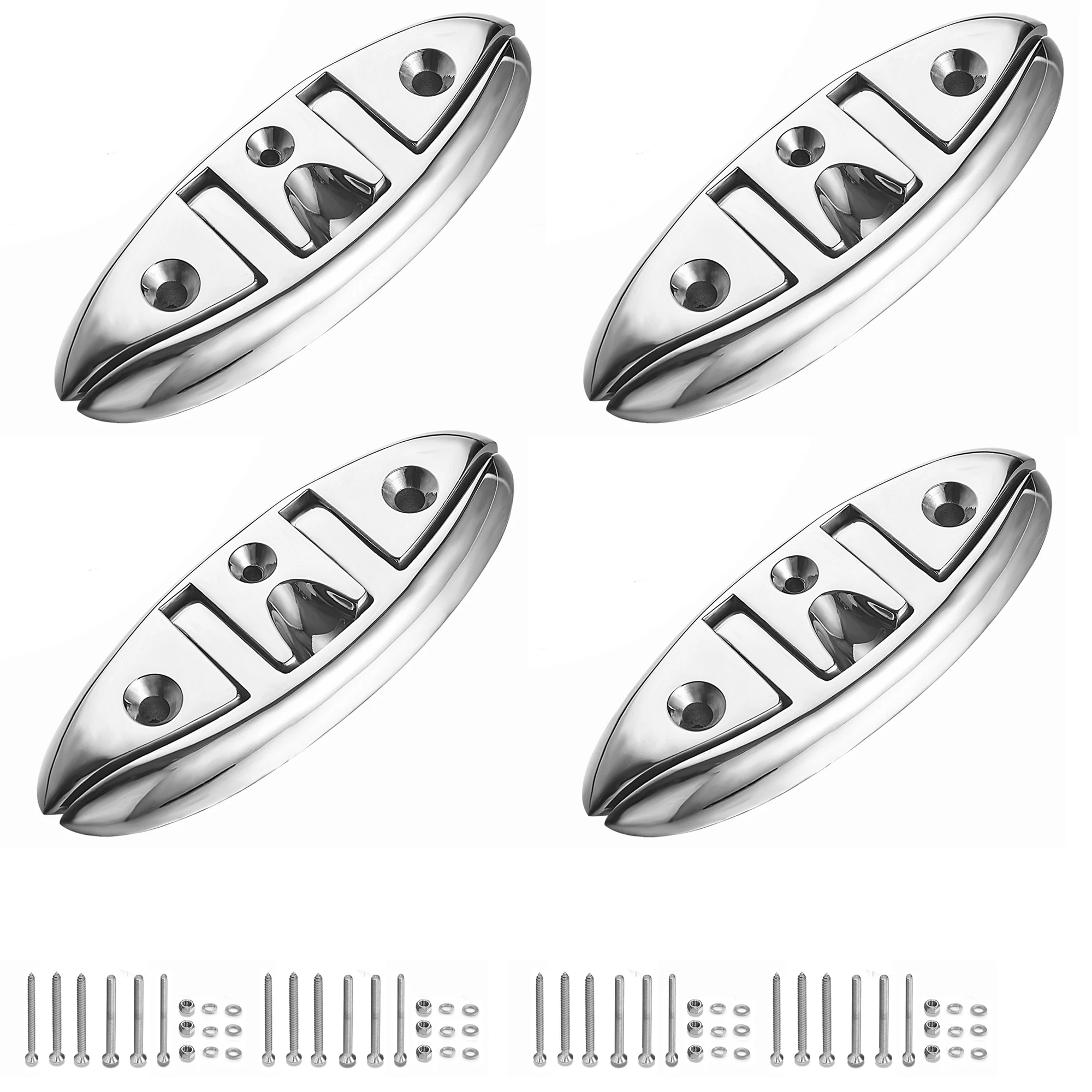 Boat Folding Cleats 5 Inch 4 Packs, Flip-up Dock Cleats, Boat Cleats, 316 Stainless Steel, with Screws and Locking Nuts boat folding cleats 5 inch flip up dock cleats boat cleats 316 stainless steel with screws and locking nuts 1 pack