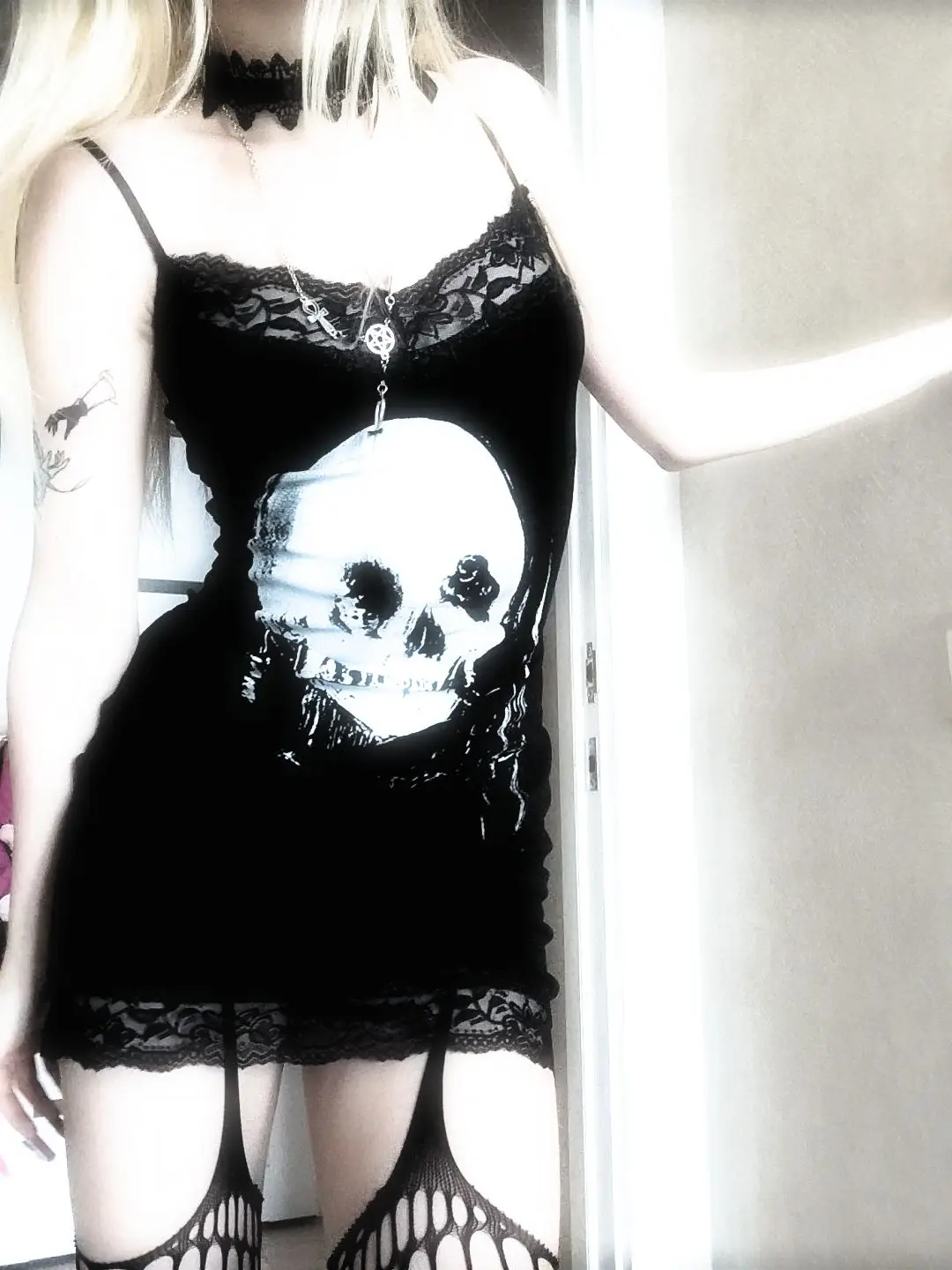 Skull Printed Tight Dress - Gothic Aesthetic photo review