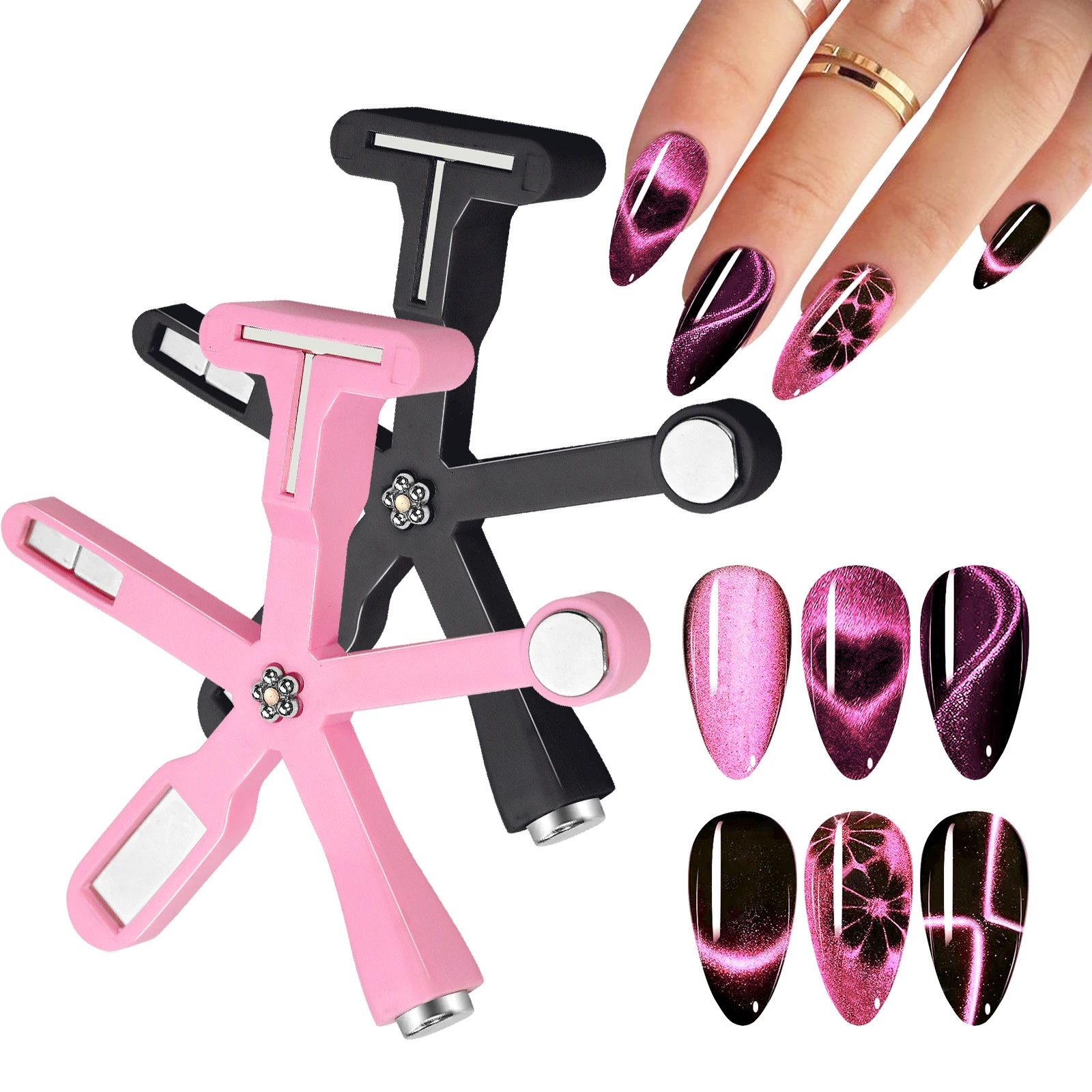 Magnetic Nail Art Tools 6 in 1 multifunctional five-pointed star cat eye nail art magnetic stick suitable for UV/LED gel nail art design special tools