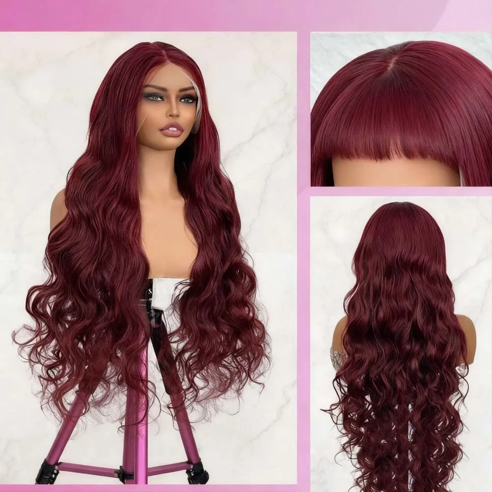 250% Density 99j Burgundy 13x6 Hd Lace Frontal Wig Human Hair body wave 13x4 Brazilian Lace Front Pre Plucked Wig For Women 5