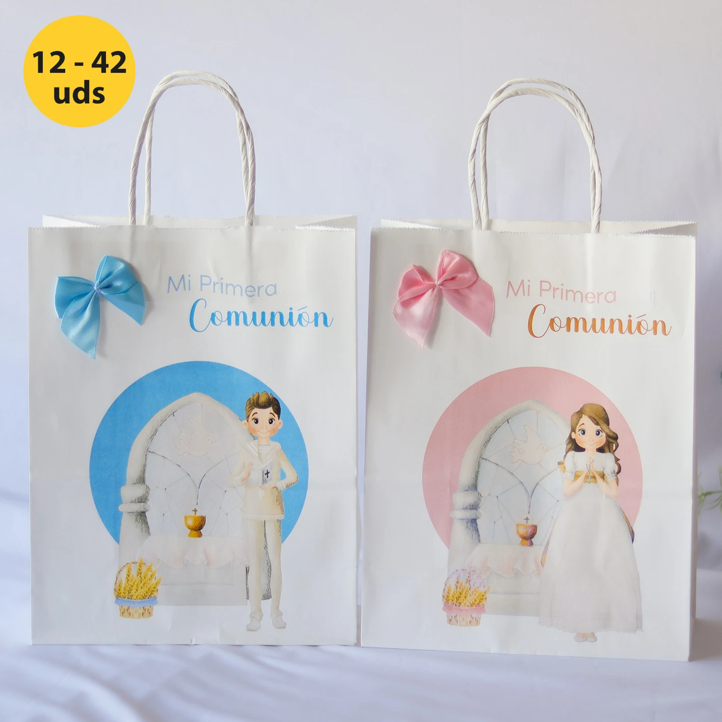 Lote de 12 a 42 unidades de Bolsas de papel, Bolsas de regalo, Detalles de para los invitados, Comunion niña, comunion niño, Recuerdos de primera comunión, paper bag, Regalos oringales para invitados, Regalantes Store