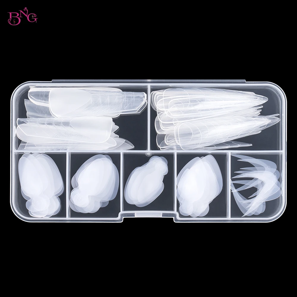 BNG Duet System Dual Nail Forms Kit Reusable Soft French Silicone Sticker Pads Nail Mold Quick Building Extension Manicure Tools