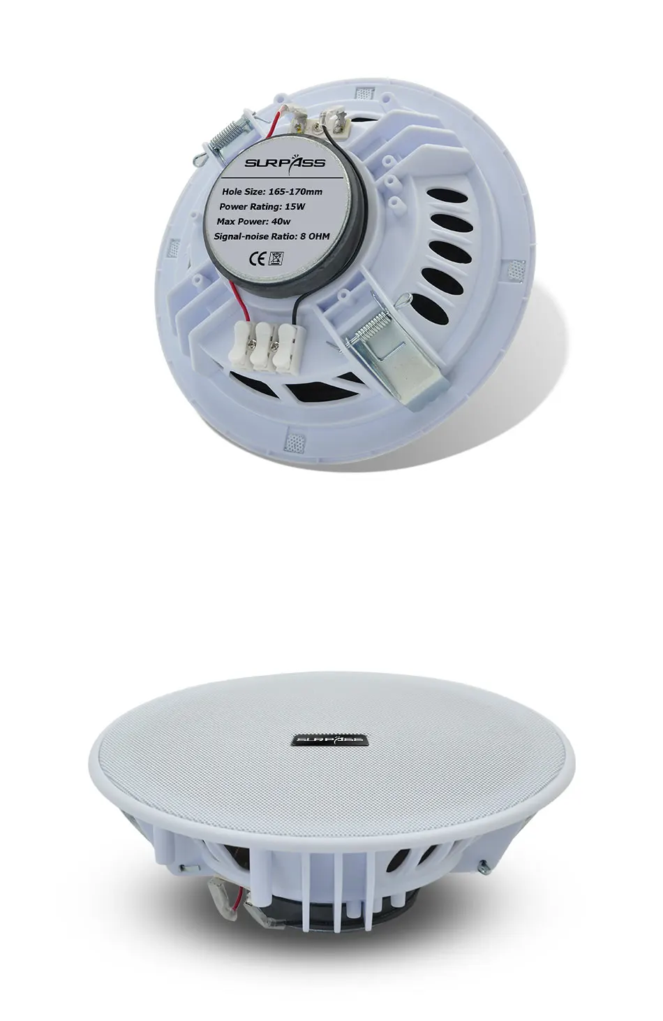 PA Sound System 6inch 15W Ceiling Speaker Recessed Passive Audio Speaker Home Music Loudspeaker for Kitchen Bedroom Store Hotel