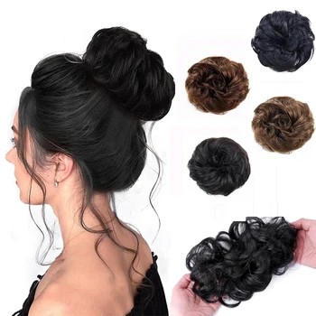 Capelli umani capelli disordinati Bun estensioni Chignon Scrunchy Updo parrucchino morbido e confortevole da indossare Scrunchies per capelli ricci ondulati
