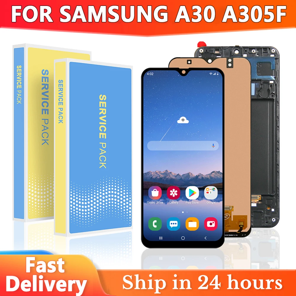 Lcd A30 Testato Per Samsung A30 A305Fn Lcd A305/Ds A305G A305Gn Display Touch Screen Con Cornice Digitizer Replacime
