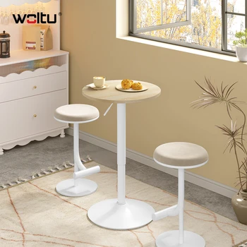 WOLTU 360 ° Tavolo da bar girevole con piano rotondo Tavolino da bistrot da cucina regolabile in altezza per sala da pranzo con balcone e reception 1