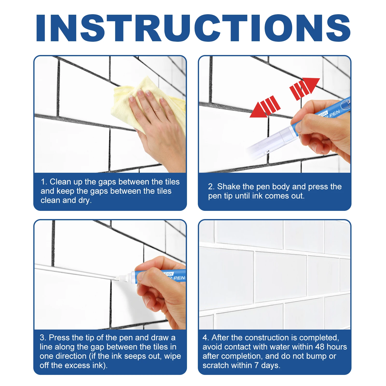 Jue-Fish Tile Repair Pen Bathroom Wall Waterproof Mildew Resistant Floor Crevices Beautifying Tile Repair Pen