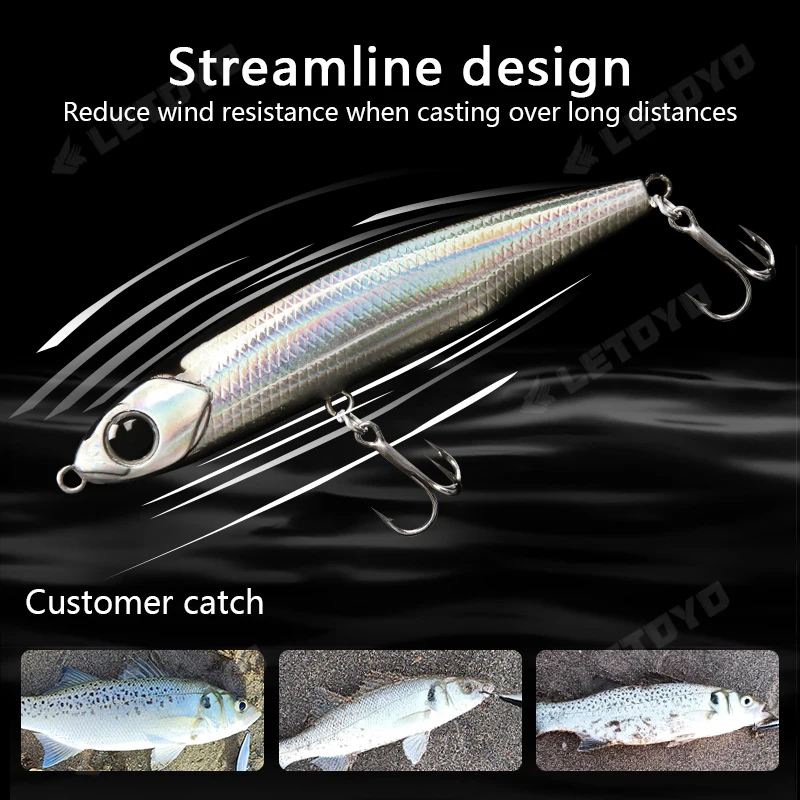 LETOYO 싱킹 연필 루어 3.5g/5.4g/8.3g/12g/17g 해안 주조 낚시 유혹 긴 주조 바다 낚시에 대 한 마이크로 인공 미끼 바위 낚시 미니