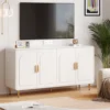 60" Sideboard Buffet Cabinet with Storage, Curved Design Cabinet with 4 Doors & Adjustable Shelves Modern Console Table 5