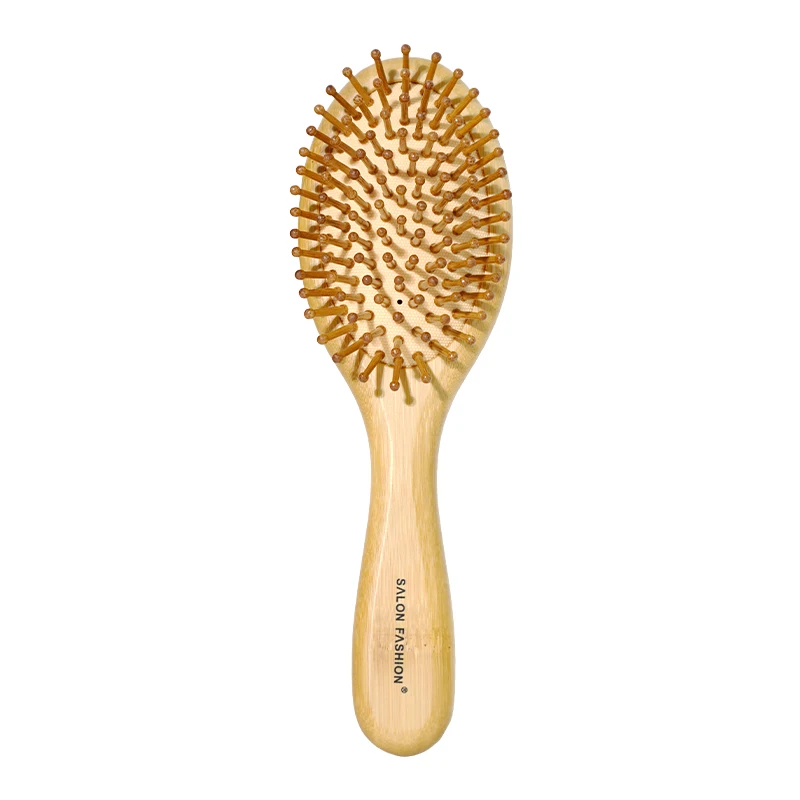 Eco-Friendly Bamboo Hair Brush – Natural Wooden Anti-Static Scalp Massager with Air Cushion Design for Effortless Detangling
