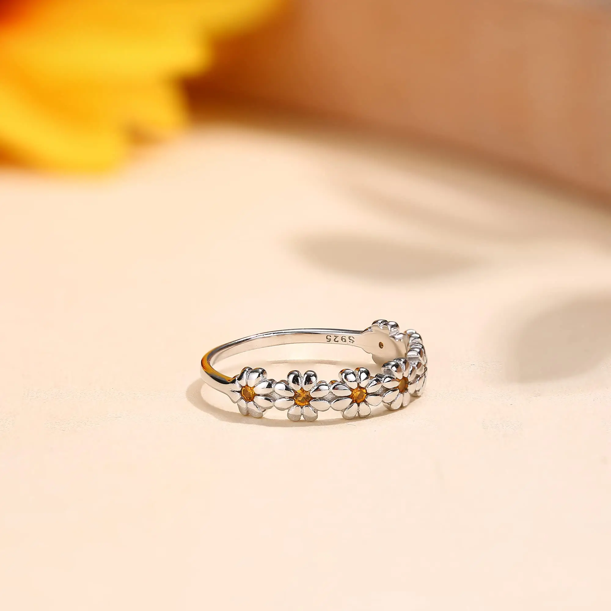 Fansilver デイジーリング S925 スターリングシルバー結婚指輪女性用