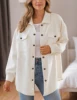 Women's Jacket with Pockets Casual Fall East Season Long Sleeve Flannel Shirt Button Collar Coat 1