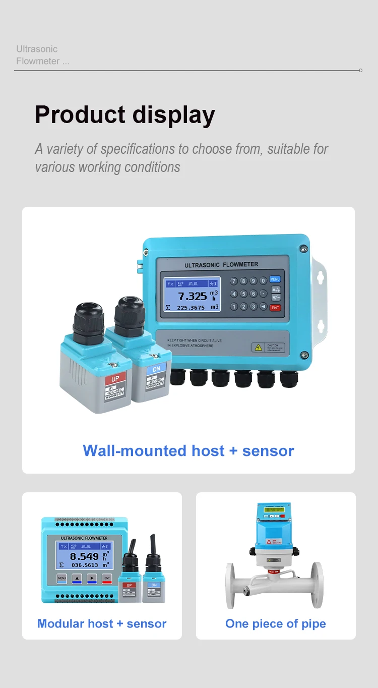 Non-break Pipe Ultrasonic Flow Meter External Clamp Liquid Pipeline Modular Tap