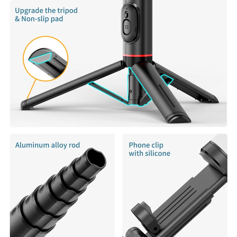 Aluminum Hidden Wireless Selfie Stick Bluetooth Shutter Monopod Phone Tripod With Fill Light For Live Broadcast FGCLSY New