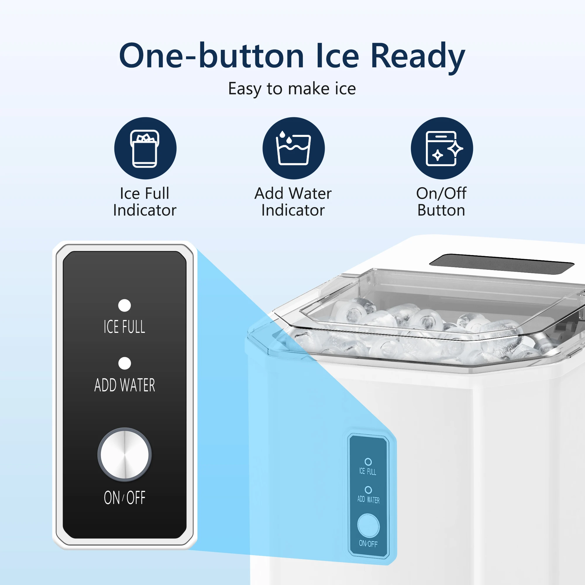 SIMZLIFE Ice Maker Countertop , 26.5 lbs/24H, 9 Cubes in 6 Mins,Self-Cleaning, Portable Ice Maker with Handle for Home,White 4