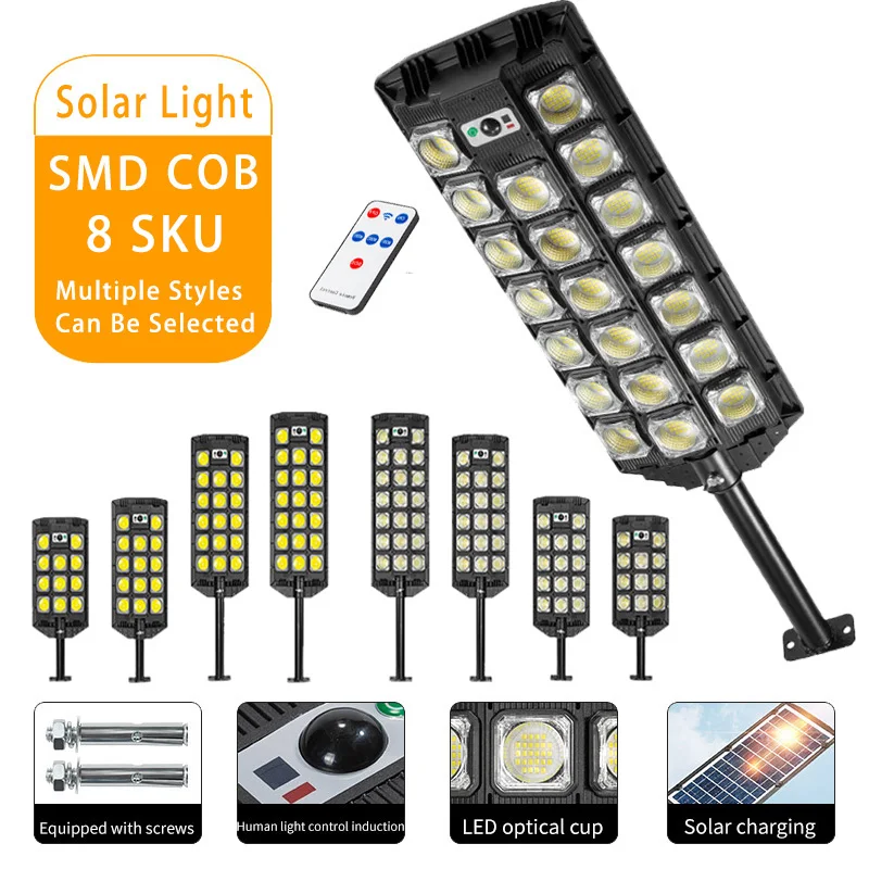 Newest 520LED Solar Street Lights Outdoor Super Bright Wall Lamp IP67 Waterproof Garden Light Remote Control Solar Street Lamp