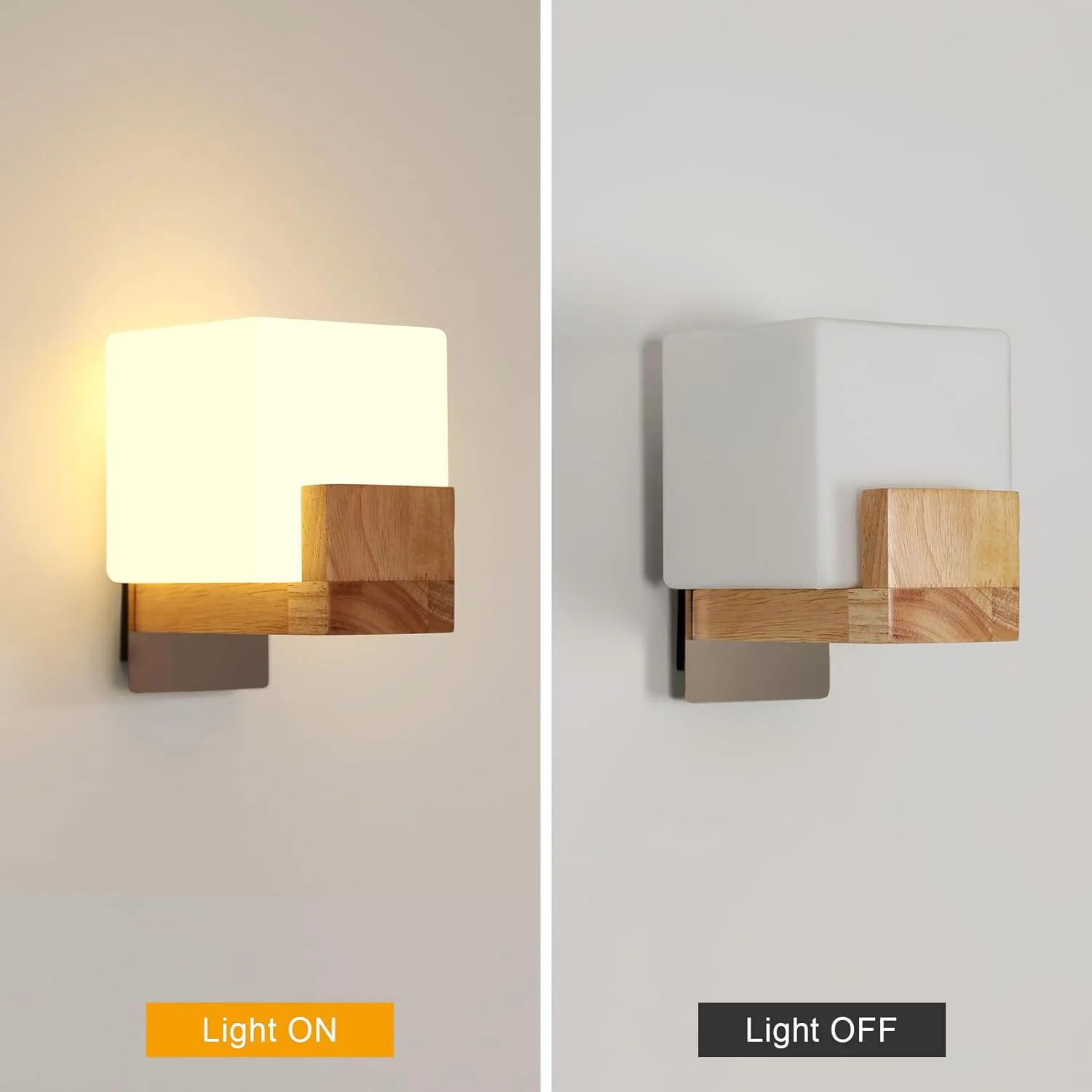 Indoor Wooden Wall Light, G9 Modern Wall Lamp Square,Wall Lighting Fixtures 3000K/4500K/6500K for Hallway Stairs