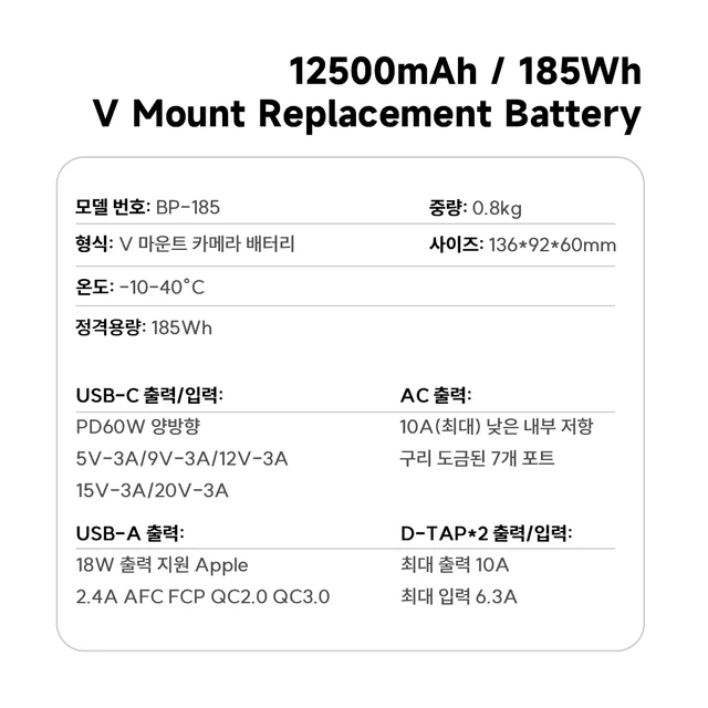 신뢰할 수 있는 고품질 PALO BP-185 12500mAh V 마운트 배터리